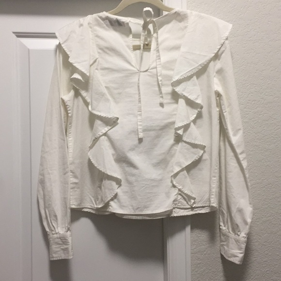 Sincerely Jules Colette Ruffle Poplin Top S - Picture 6 of 8